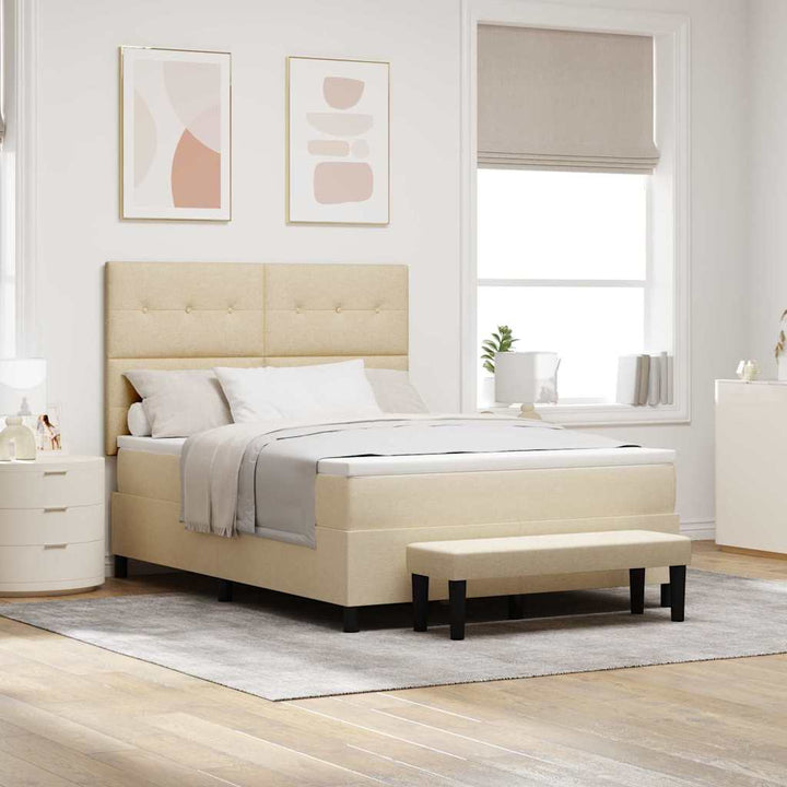 Box spring seng med madras Creme 140 x 200 cm Stof