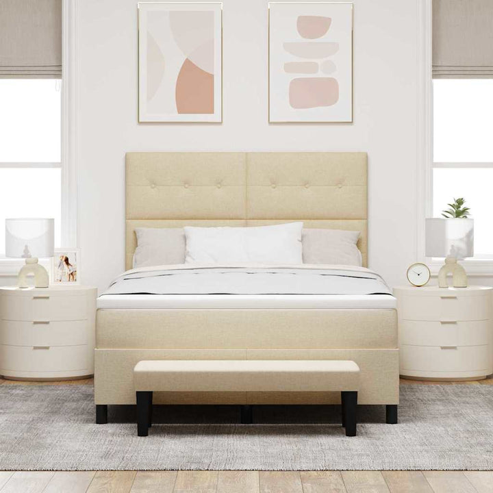 Box spring seng med madras Creme 140 x 200 cm Stof