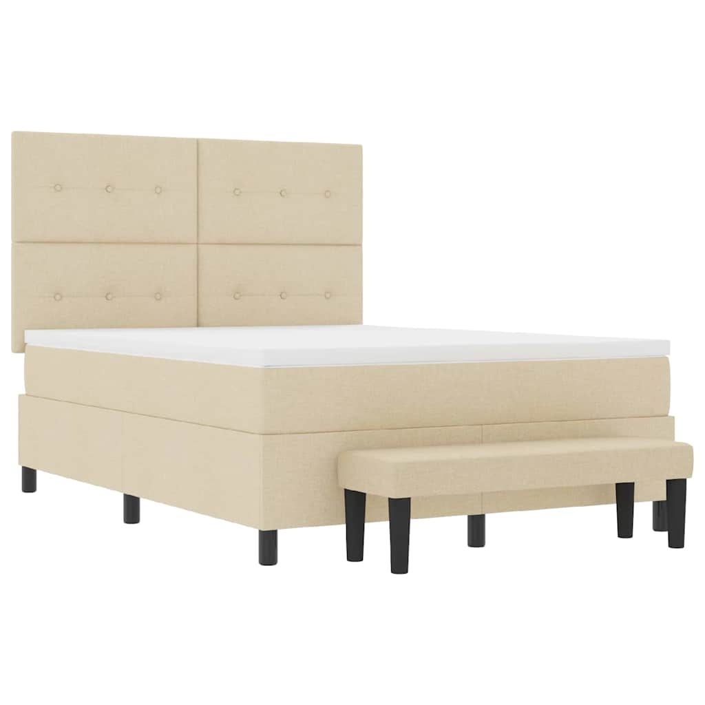 Box spring seng med madras Creme 140 x 200 cm Stof