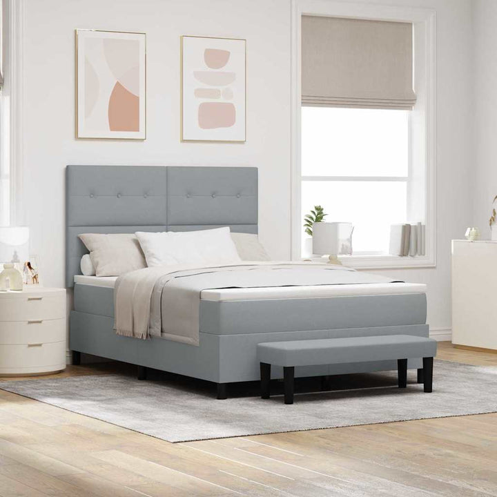 Box spring seng med madras Lysegrå 160 x 200 cm Stof