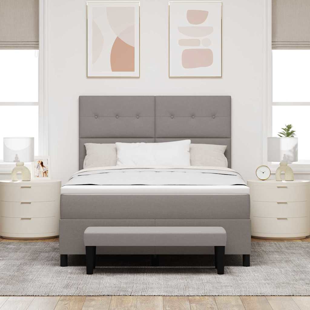 Box spring seng med hovedgærde Gråbrun 160 x 200 cm Stof