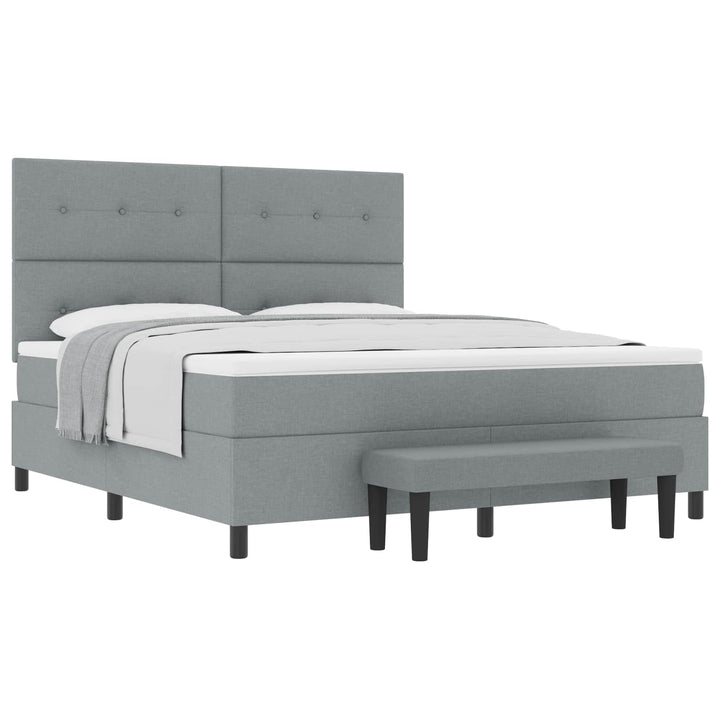 Box spring seng med hovedgærde Lysegrå 180 x 200 cm Stof