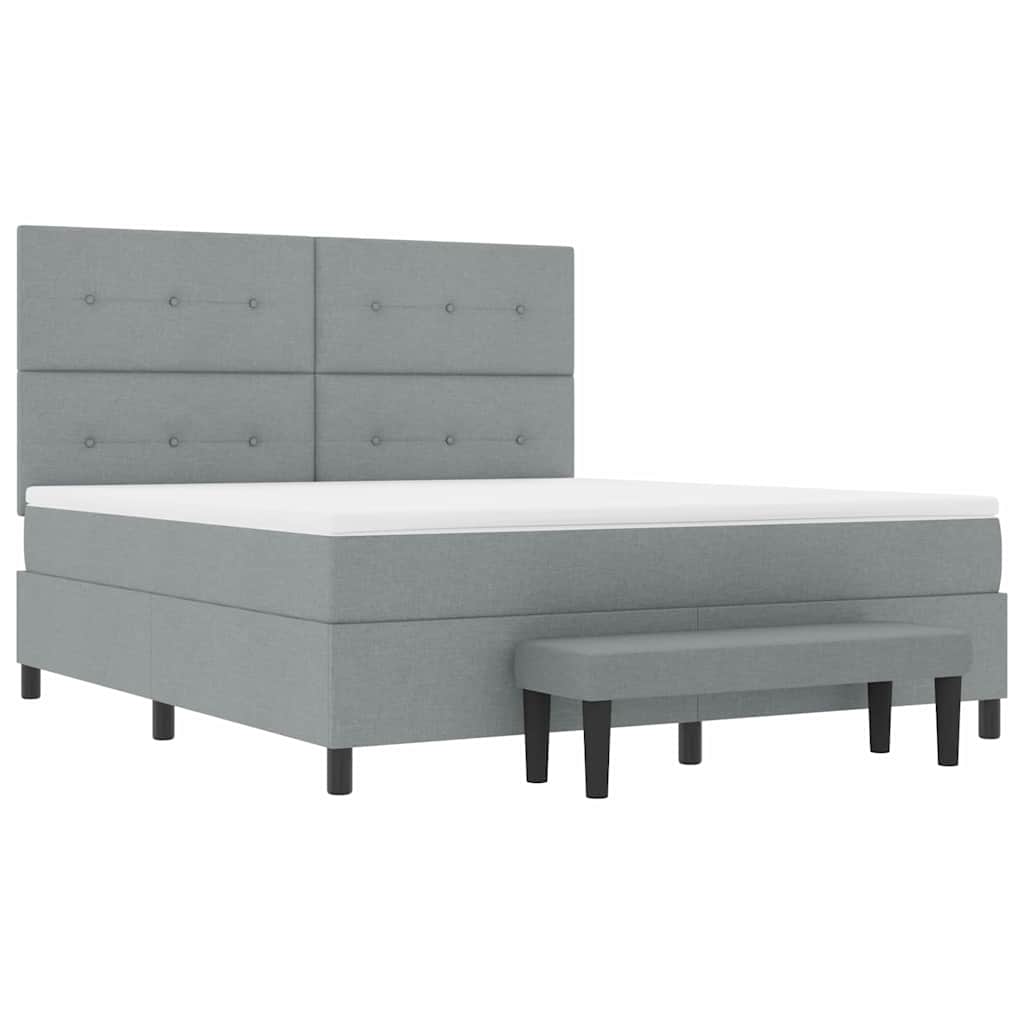 Box spring seng med hovedgærde Lysegrå 180 x 200 cm Stof