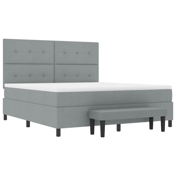 Box spring seng med hovedgærde Lysegrå 180 x 200 cm Stof