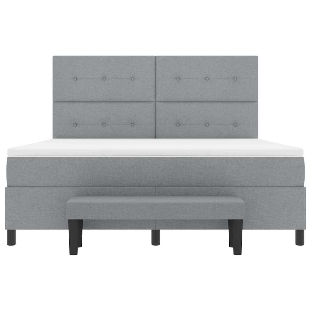 Box spring seng med hovedgærde Lysegrå 180 x 200 cm Stof