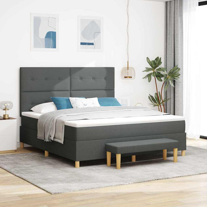 Box spring seng med hovedgærde Mørkegrå 180 x 200 cm Stof