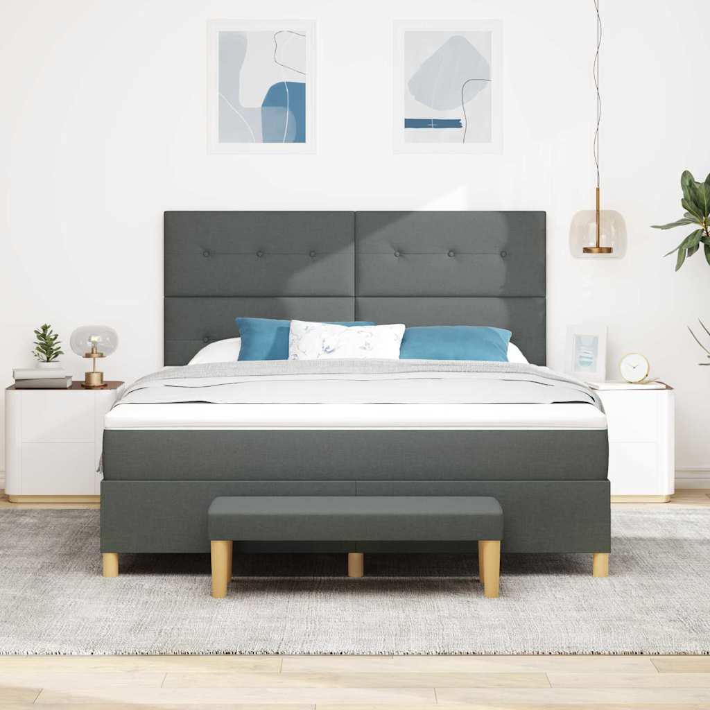 Box spring seng med hovedgærde Mørkegrå 180 x 200 cm Stof