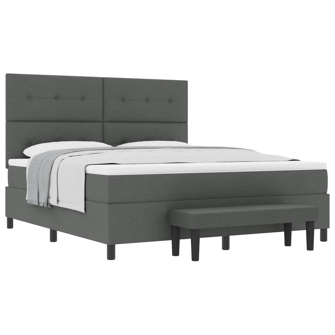 Box spring seng med hovedgærde Mørkegrå 180 x 200 cm Stof