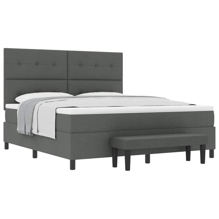 Box spring seng med hovedgærde Mørkegrå 180 x 200 cm Stof