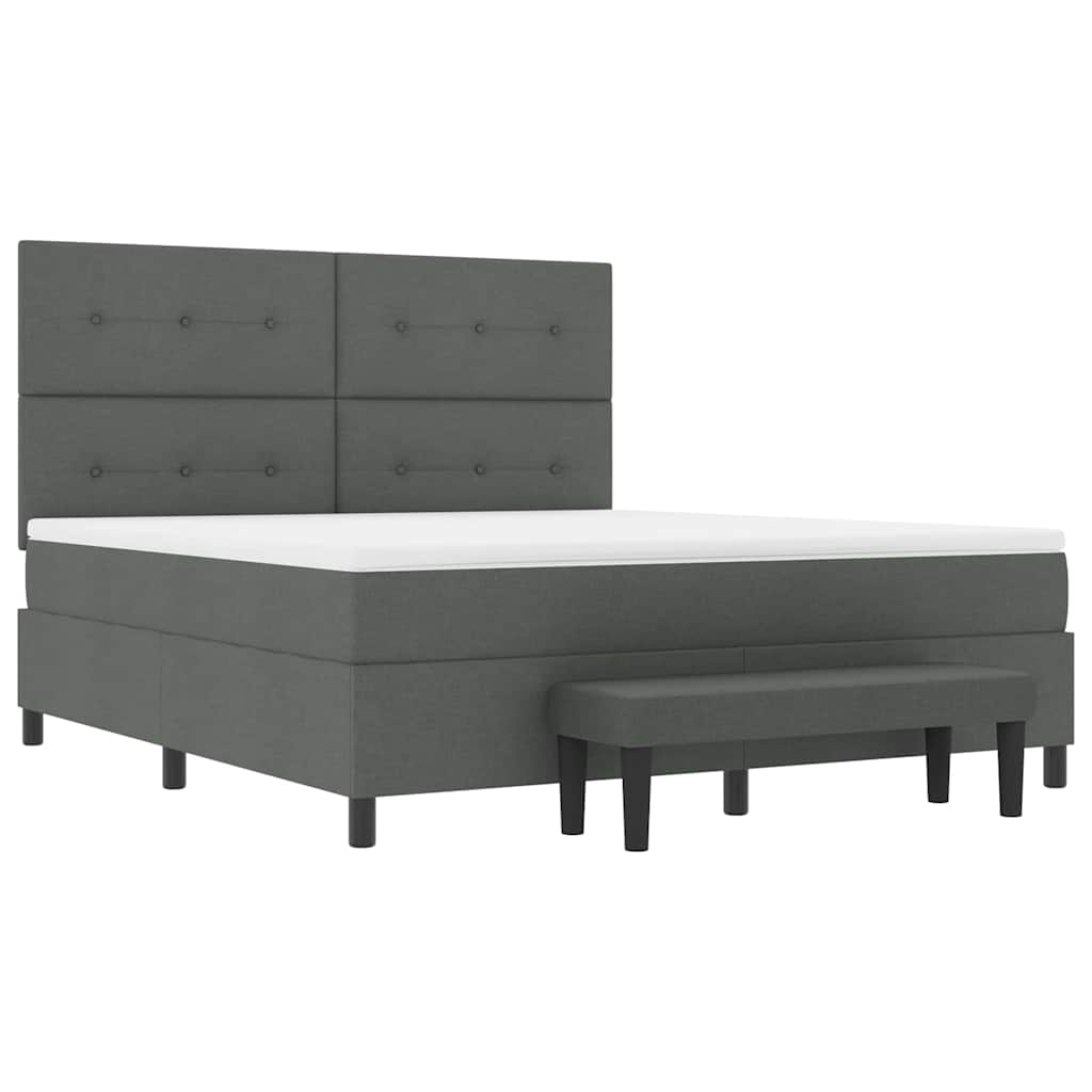 Box spring seng med hovedgærde Mørkegrå 180 x 200 cm Stof