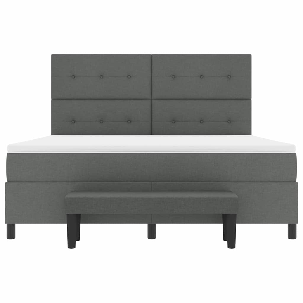Box spring seng med hovedgærde Mørkegrå 180 x 200 cm Stof
