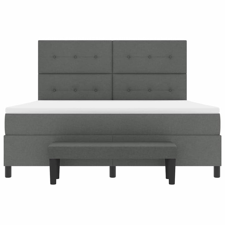 Box spring seng med hovedgærde Mørkegrå 180 x 200 cm Stof
