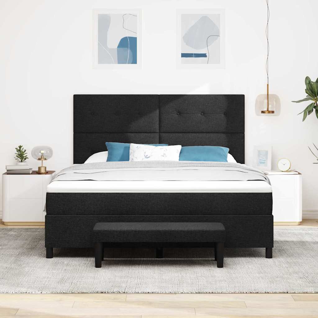 Box spring seng med madras Sort 180 x 200 cm Stof
