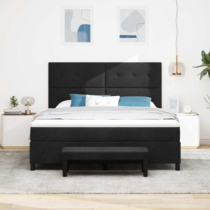Box spring seng med madras Sort 180 x 200 cm Stof