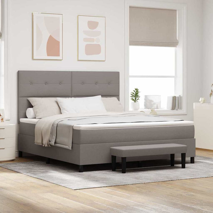 Box spring seng med hovedgærde Gråbrun 180 x 200 cm Stof