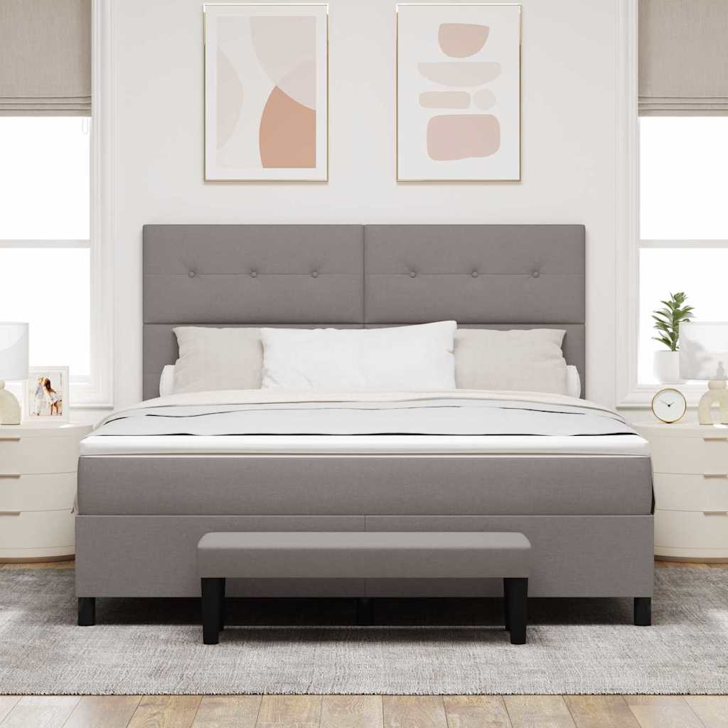 Box spring seng med hovedgærde Gråbrun 180 x 200 cm Stof