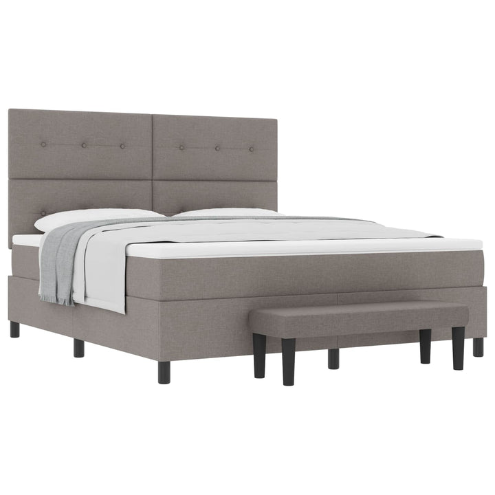 Box spring seng med hovedgærde Gråbrun 180 x 200 cm Stof