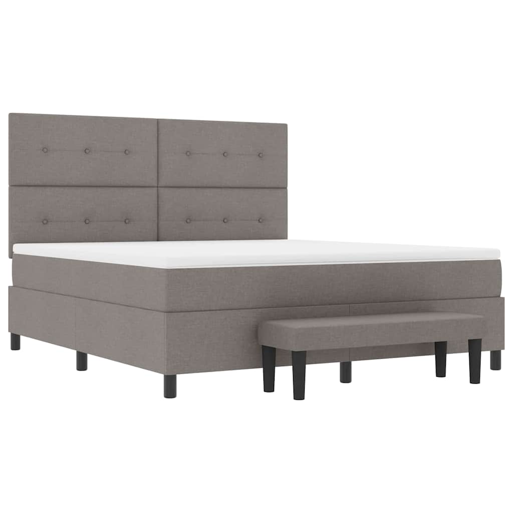 Box spring seng med hovedgærde Gråbrun 180 x 200 cm Stof