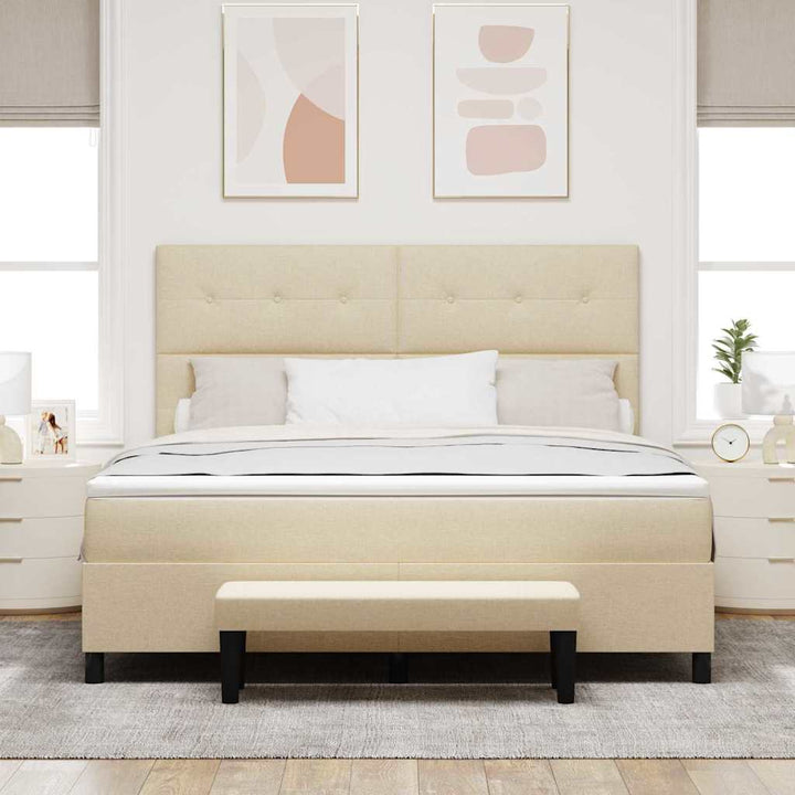 Box spring seng med hovedgærde Creme 180 x 200 cm Stof