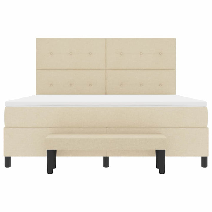 Box spring seng med hovedgærde Creme 180 x 200 cm Stof