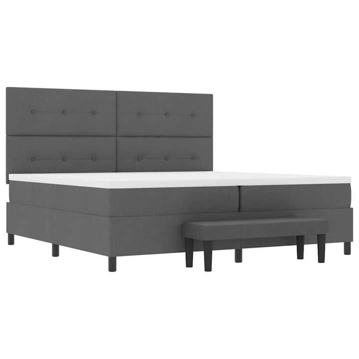 Box spring seng med hovedgærde Mørkegrå 200 x 200 cm Stof