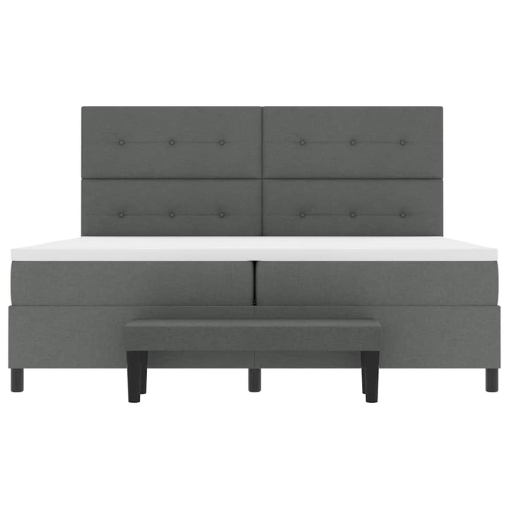 Box spring seng med hovedgærde Mørkegrå 200 x 200 cm Stof
