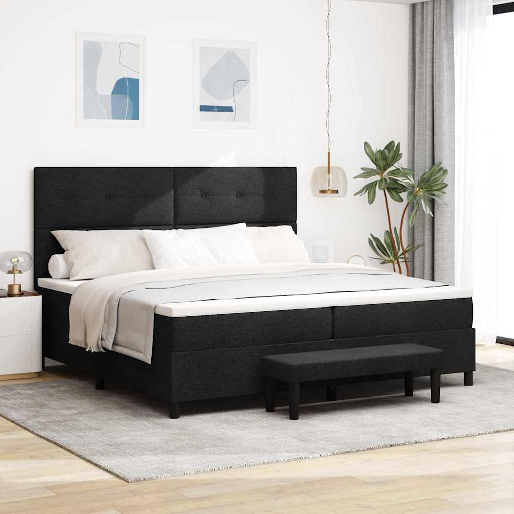 Box spring seng med hovedgærde Sort 200 x 200 cm Stof