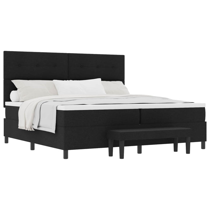 Box spring seng med hovedgærde Sort 200 x 200 cm Stof