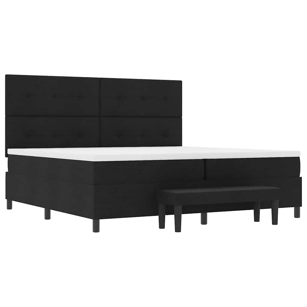 Box spring seng med hovedgærde Sort 200 x 200 cm Stof