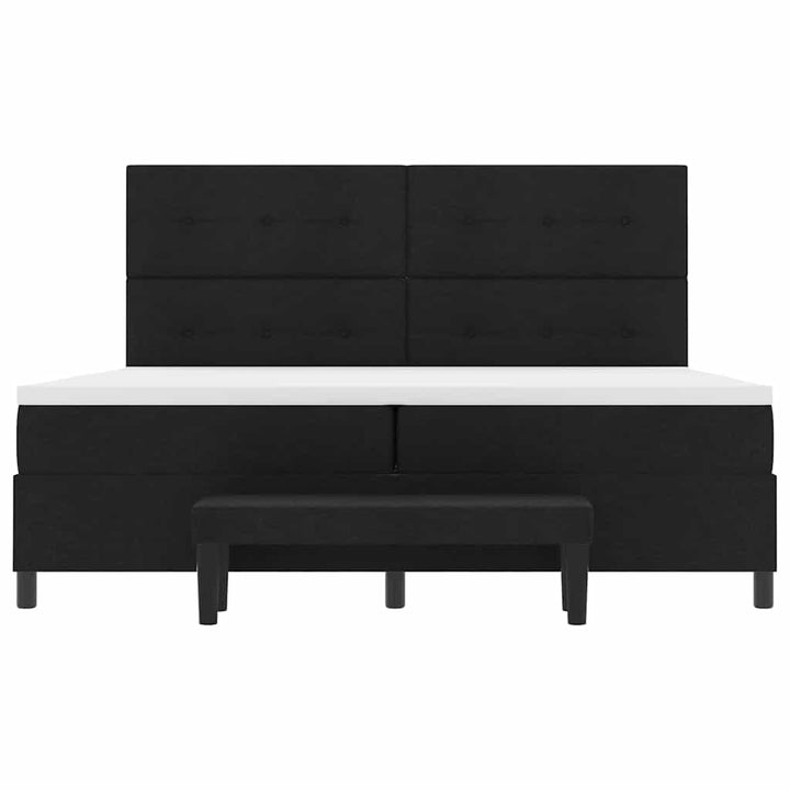 Box spring seng med hovedgærde Sort 200 x 200 cm Stof