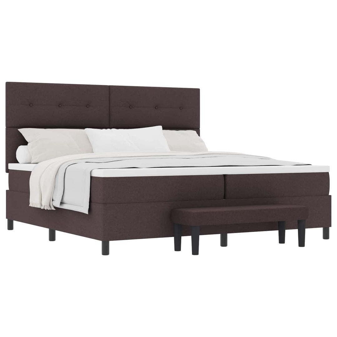 Box spring seng med hovedgærde Mørk Brun 200 x 200 cm Stof