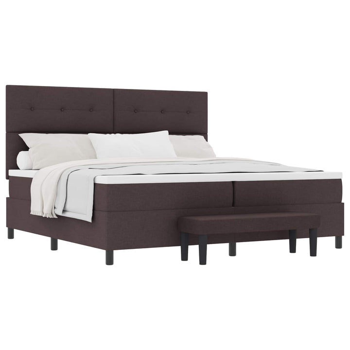 Box spring seng med hovedgærde Mørk Brun 200 x 200 cm Stof