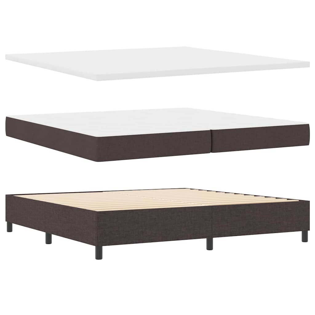 Box spring seng med hovedgærde Mørk Brun 200 x 200 cm Stof