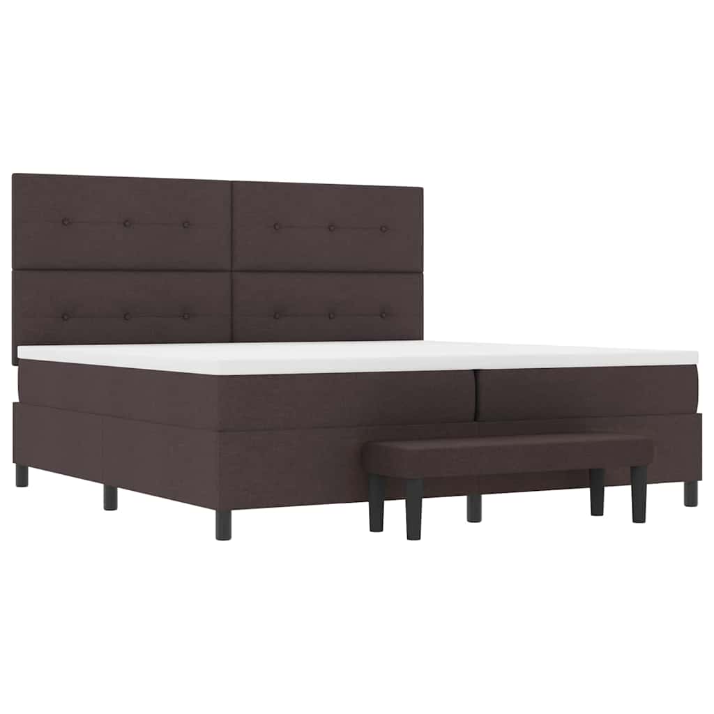 Box spring seng med hovedgærde Mørk Brun 200 x 200 cm Stof