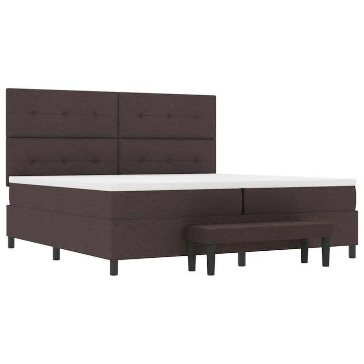Box spring seng med hovedgærde Mørk Brun 200 x 200 cm Stof