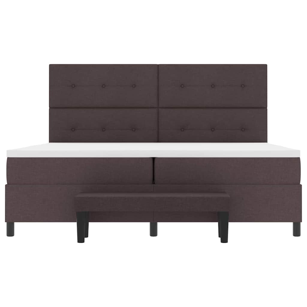 Box spring seng med hovedgærde Mørk Brun 200 x 200 cm Stof
