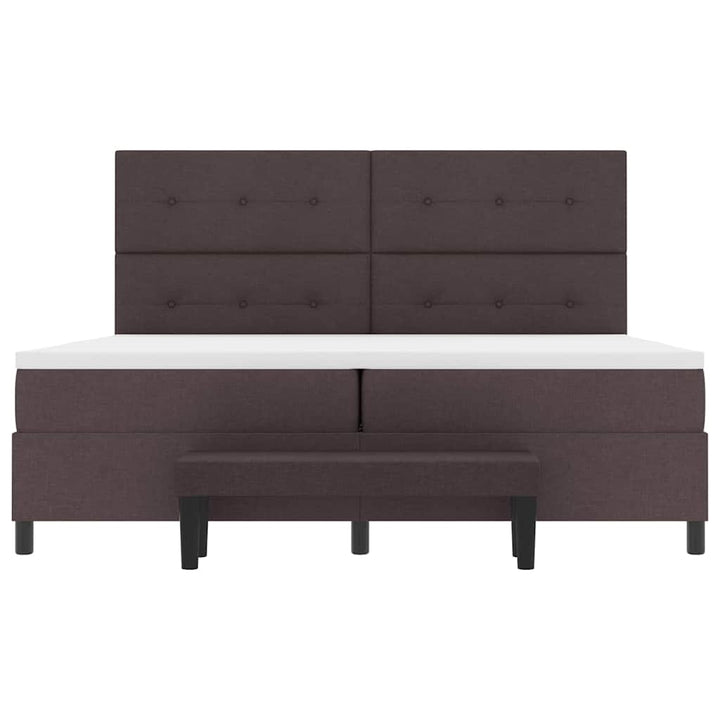 Box spring seng med hovedgærde Mørk Brun 200 x 200 cm Stof