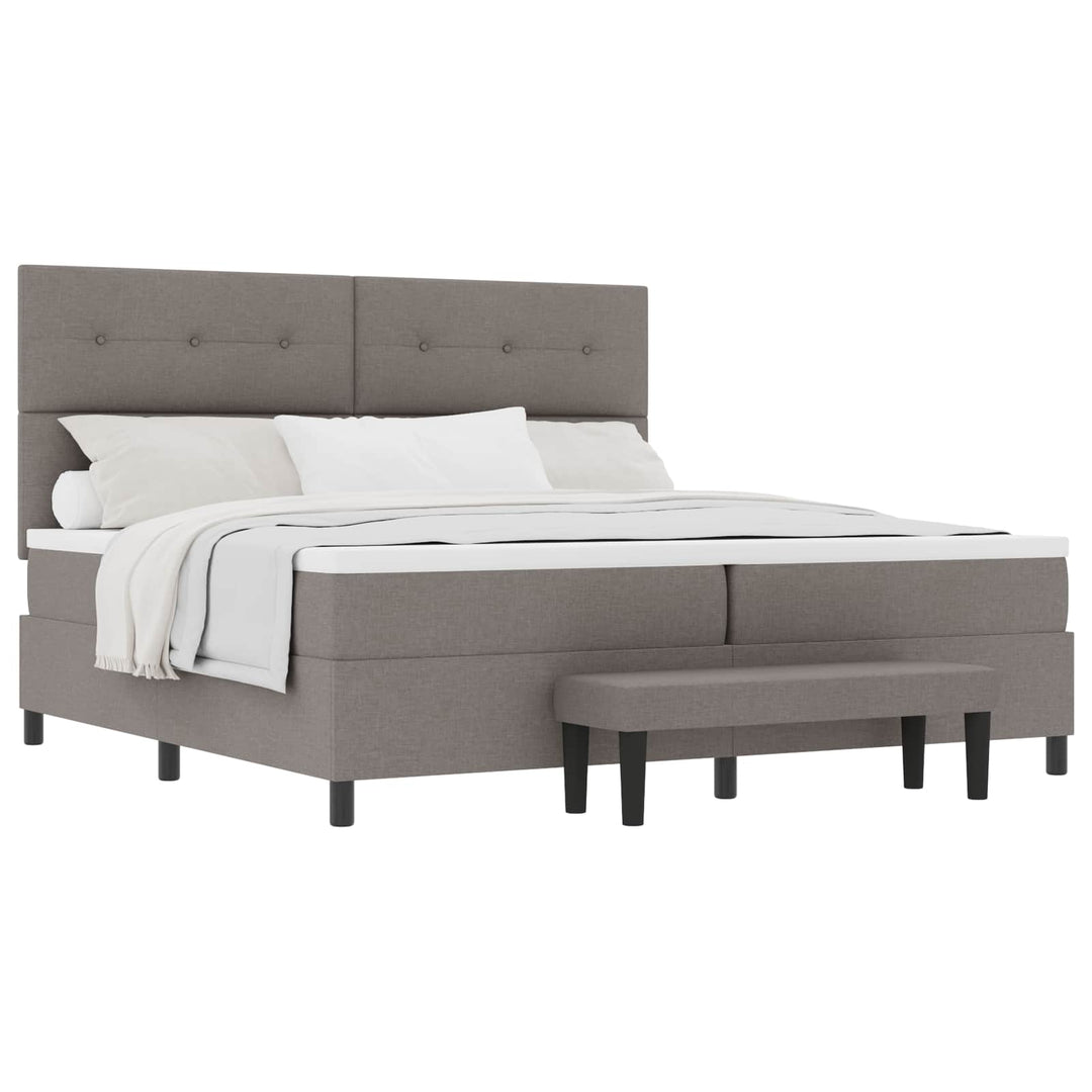Box spring seng med hovedgærde Gråbrun 200 x 200 cm Stof