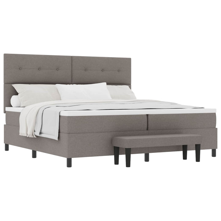 Box spring seng med hovedgærde Gråbrun 200 x 200 cm Stof