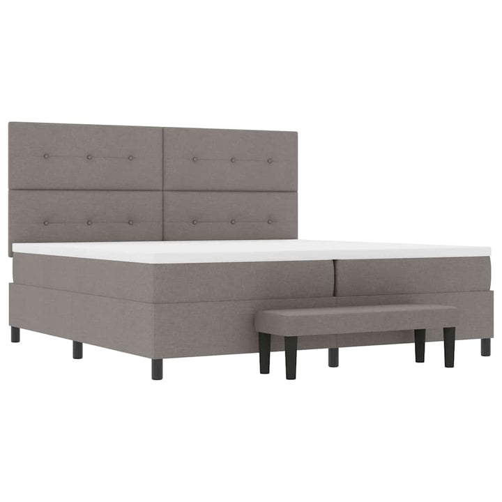 Box spring seng med hovedgærde Gråbrun 200 x 200 cm Stof