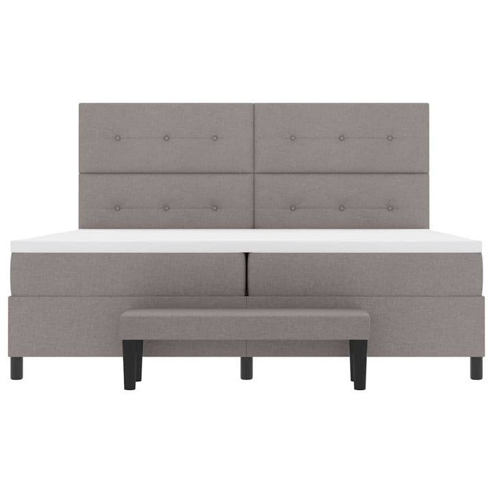 Box spring seng med hovedgærde Gråbrun 200 x 200 cm Stof