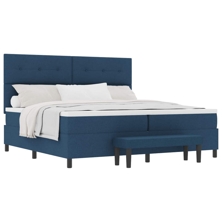 Box spring seng med hovedgærde Blå 200 x 200 cm Stof