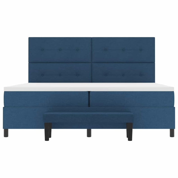 Box spring seng med hovedgærde Blå 200 x 200 cm Stof