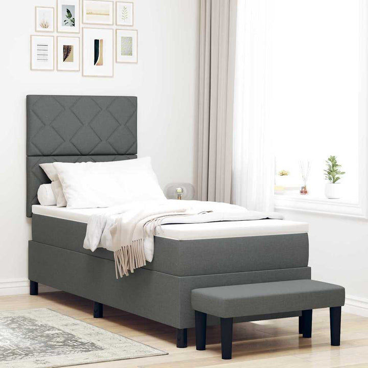 Box spring seng med hovedgærde Mørkegrå 80 x 200 cm Stof