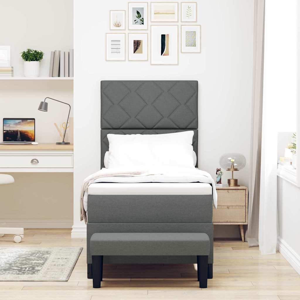 Box spring seng med hovedgærde Mørkegrå 80 x 200 cm Stof