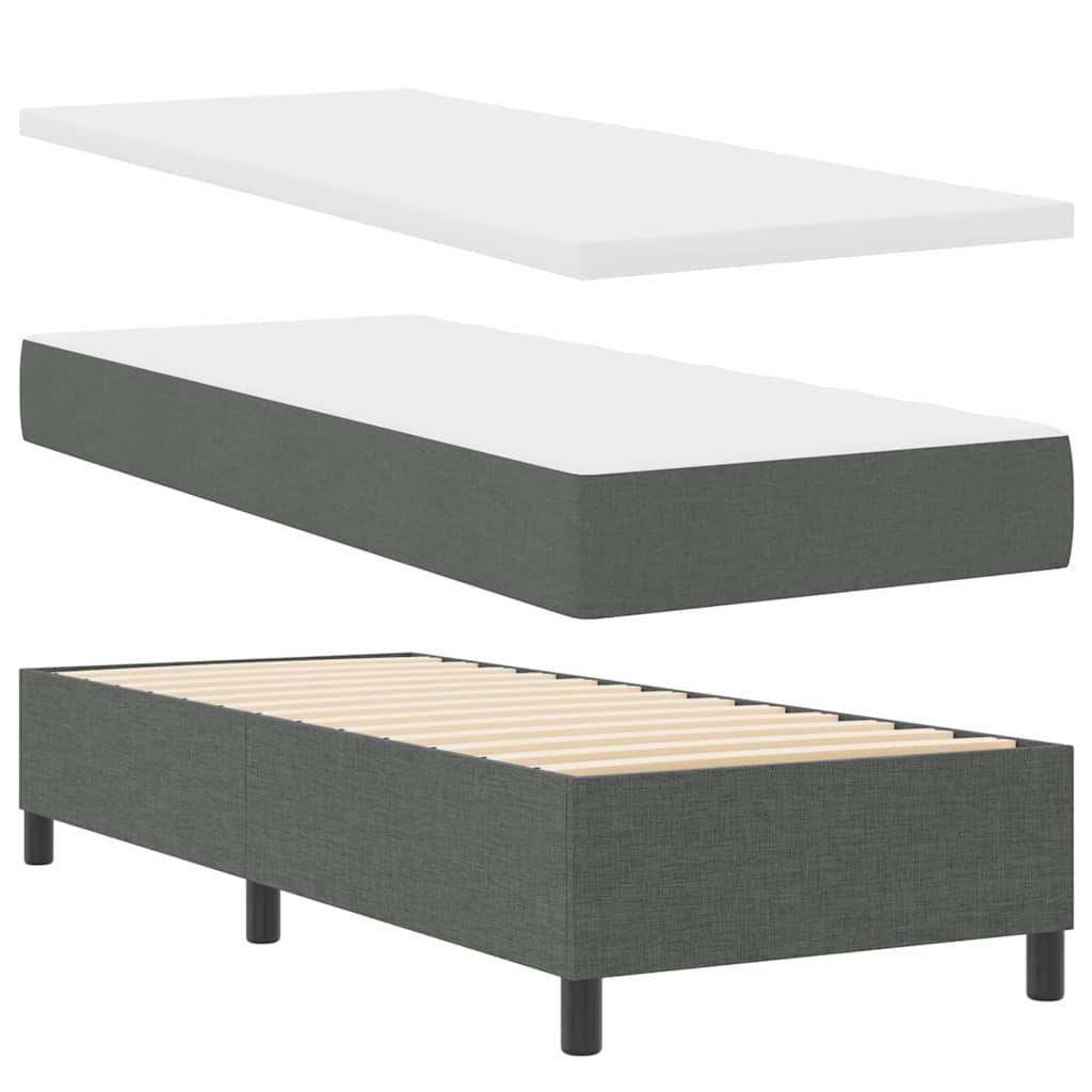Box spring seng med hovedgærde Mørkegrå 80 x 200 cm Stof