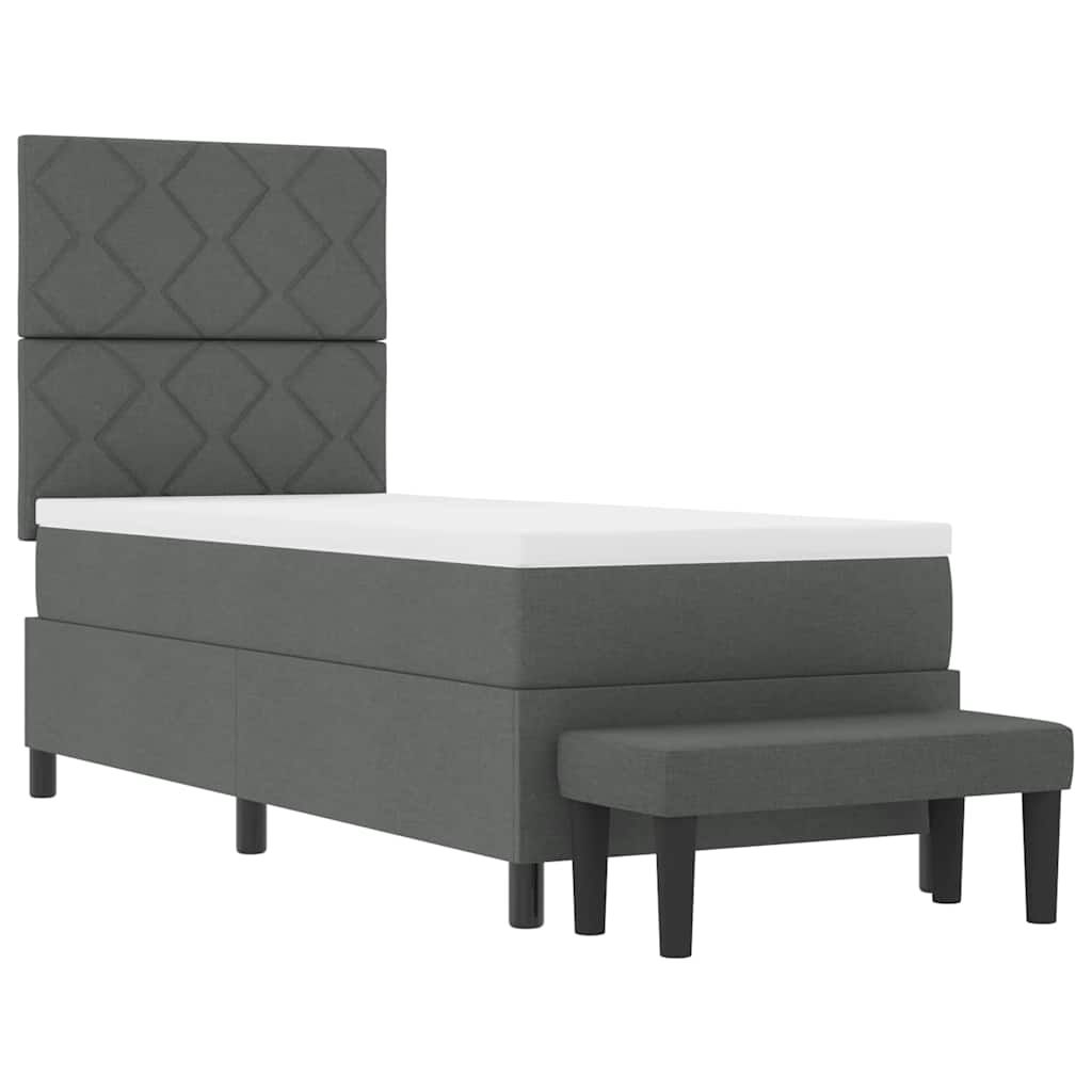 Box spring seng med hovedgærde Mørkegrå 80 x 200 cm Stof