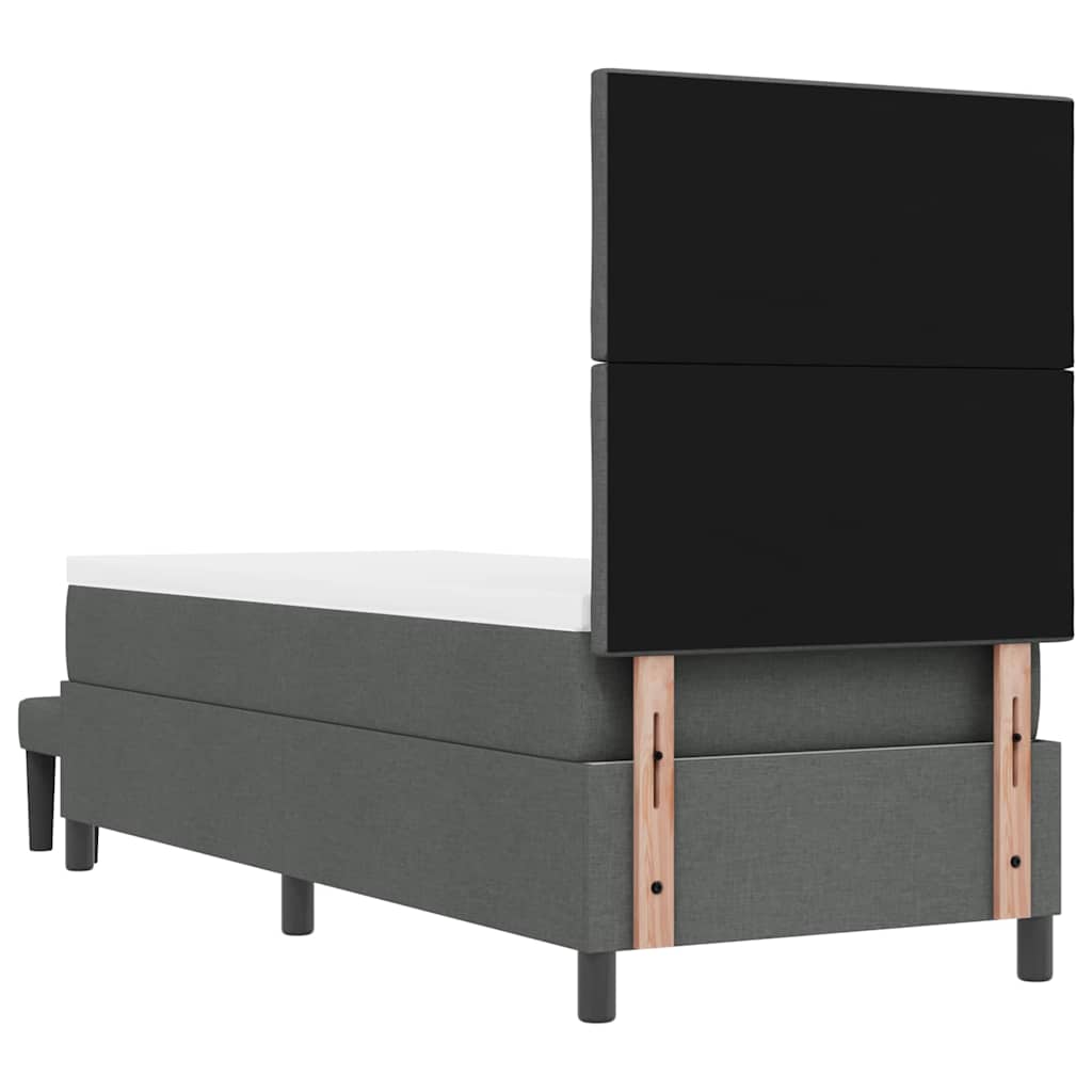 Box spring seng med hovedgærde Mørkegrå 80 x 200 cm Stof