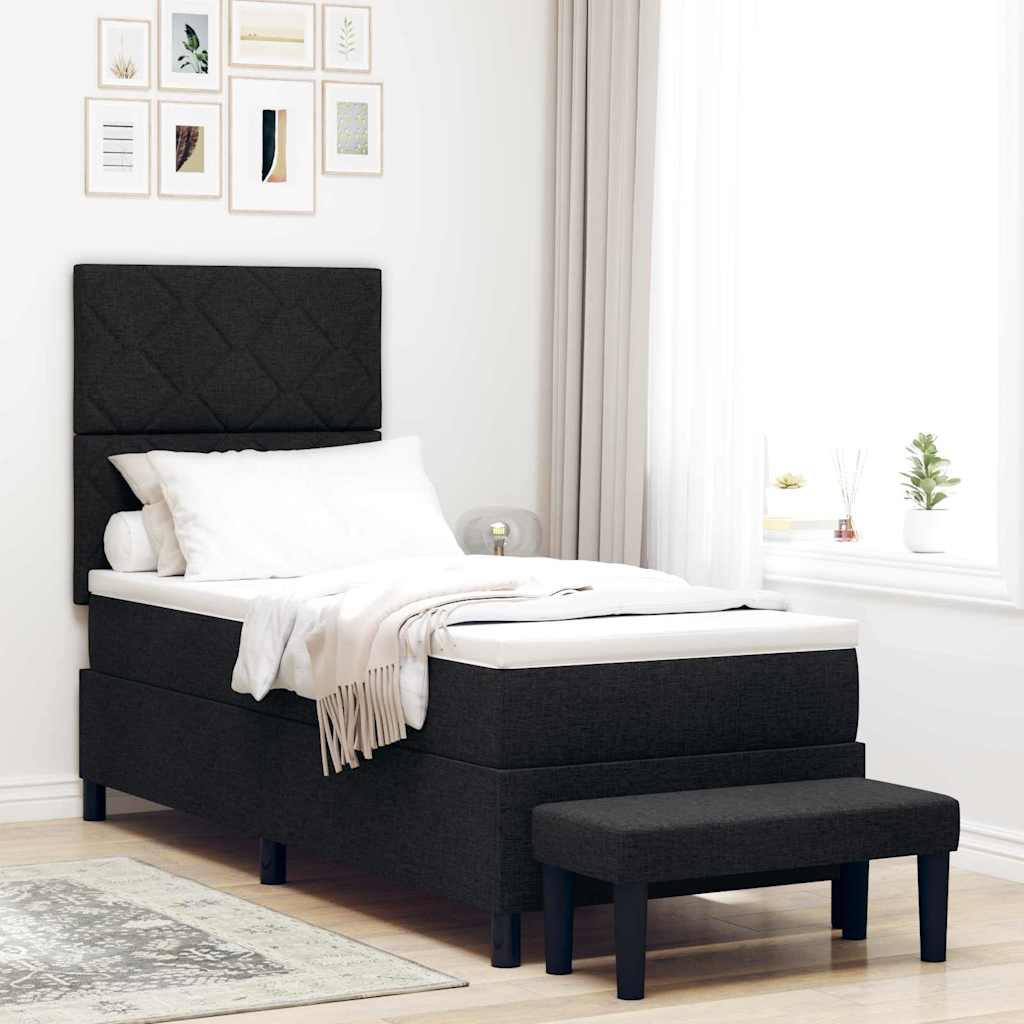 Box spring seng med hovedgærde Sort 80 x 200 cm Stof