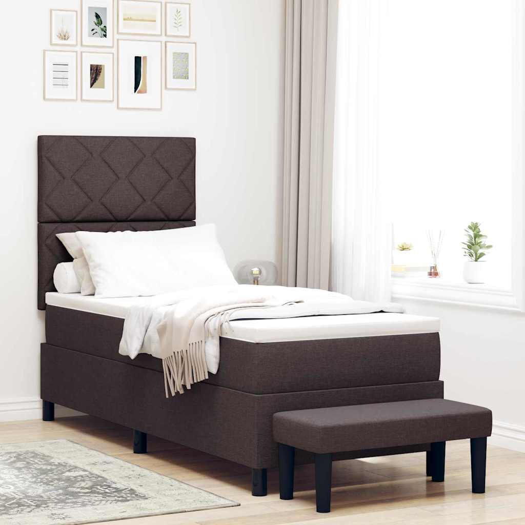 Box spring seng med hovedgærde Mørk Brun 80 x 200 cm Stof